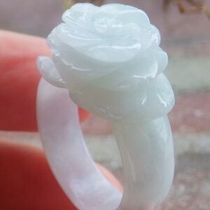 Elegant jadeite lavender Jade flower Rose Ring9 certificate